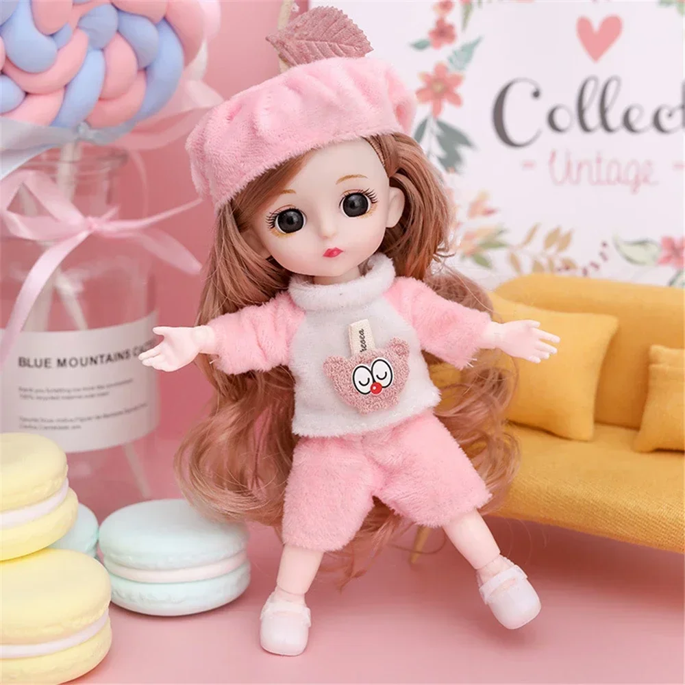 16cm 1/12 Princess Doll BJD DIY Doll with Clothes Shoes Cute Sweet Face Child Girl Doll Toys 13 Joints Movable for Kids Gift