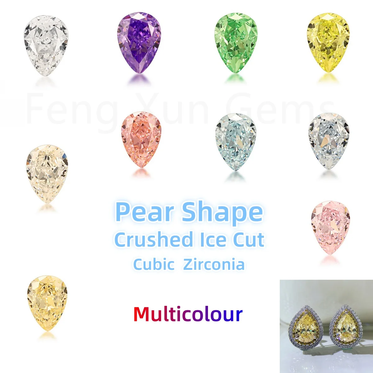 

Pear Shape New Fashion Crushed Ice Cutting Cubic Zirconia 10 Color 4x6~10x14mm Gemstone Stone For Jewelry Necklace Rings DIY