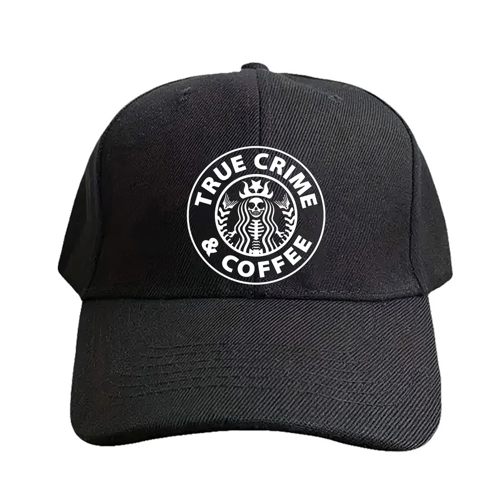 TRUE CRIME AND COFFEE JUNKIE Caps Sommer-Baseballkappe für Erwachsene, verstellbar mit gebogener Krempe, Entenschnabelhut, Sonnenschutz, Sonnenhüte