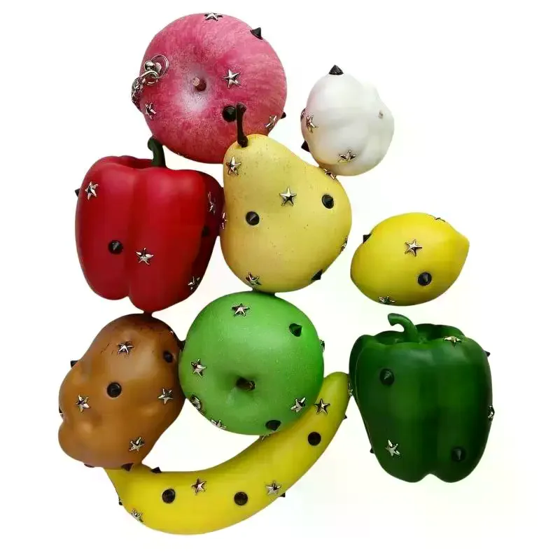 Punk Rivet Bag Charm Dark Y2K Fruit Vegetable Keychain Cool Subculture Pendant Backpack Purse Accessories Goth Aesthetic Gift