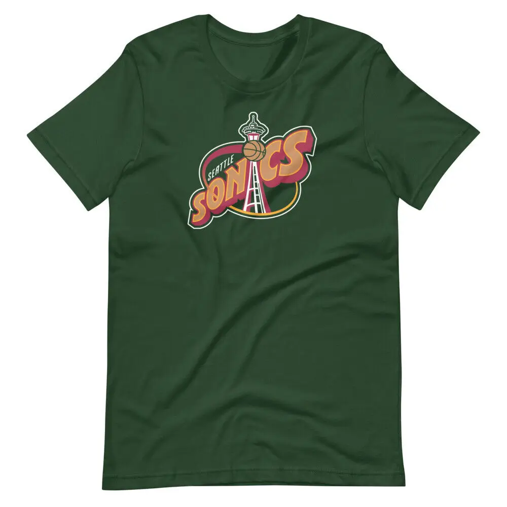 Seattle Supersonics 90s Basketball Alt Logo Graphic Tee Unisex T-Shirt Regular Fit Short Sleeve Tops