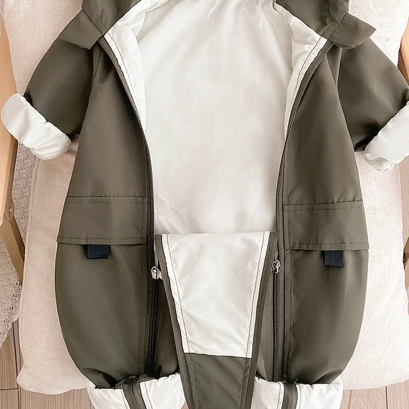 IYEAL Baby Boy Spring Jumpsuit Baby Army Green Windproof Jacket Newborn Spring And Autumn Windproof Outdoor Jumpsuit