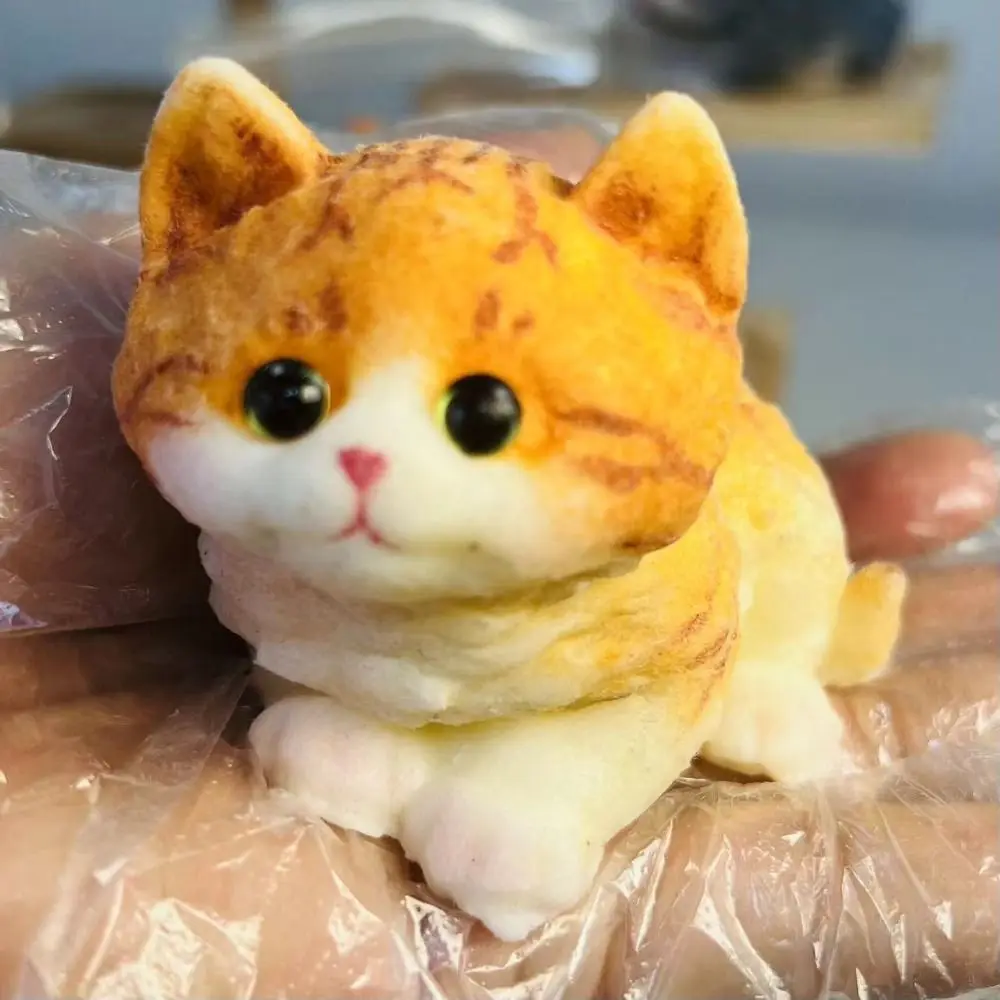 かわいい猫柄のスクイーズおもちゃ,植毛面,ポータブル,ソフト,減圧,ストレス解消,新品