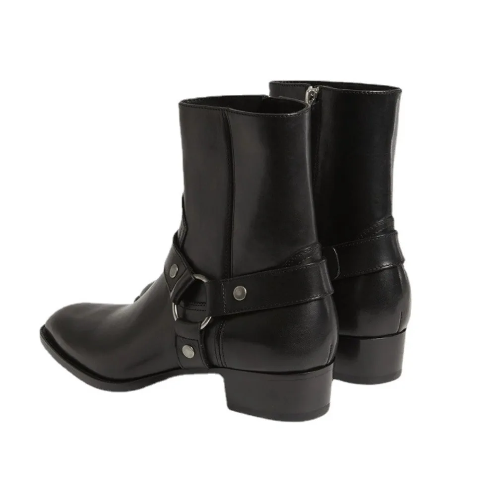 2025 High-top Men's Heightened Thick-soled Pointed-toed Chelsea British Casual Trendy High-heeled Ankle Boots - Image 6