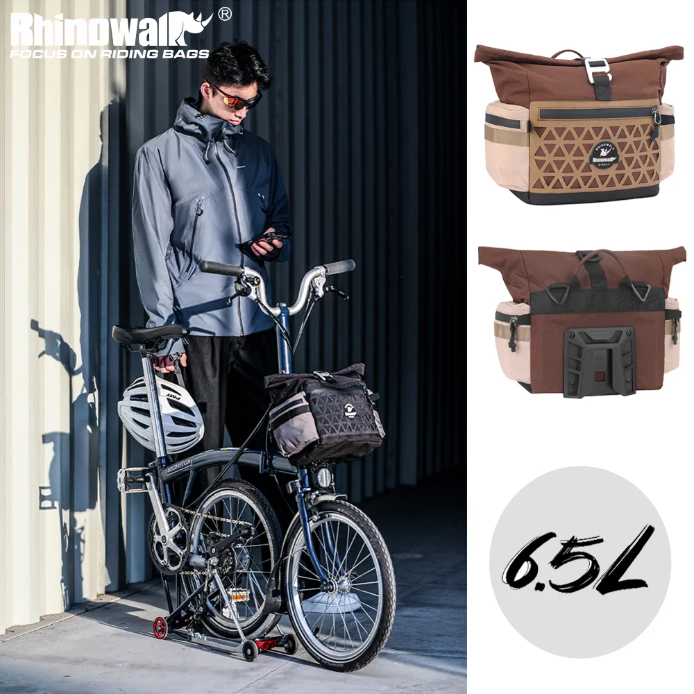 

Rhinowalk Folding Bike Front Tube Bag Quick Release Cycling Handlebar Storage Pocket Basket Shoulder Pack With Rain Cover