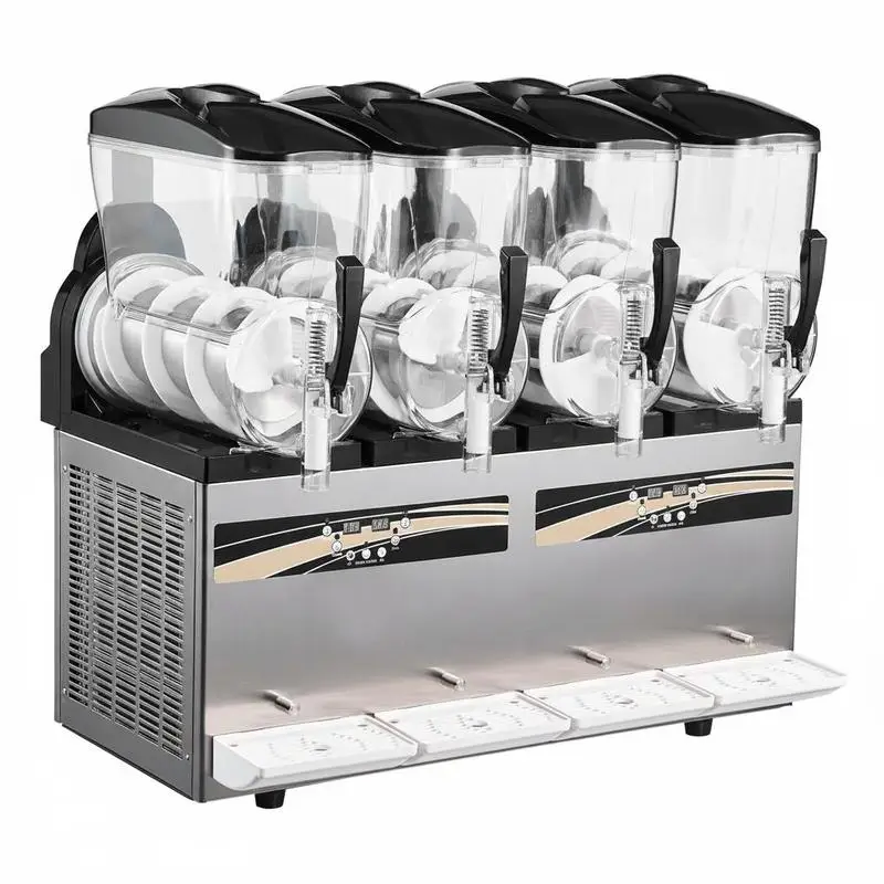 Machine à boissons glacées professionnelle 4 x 12 L pour café, gastronomie et événements, 1650W, fonction autonettoyante, quatre conteneurs