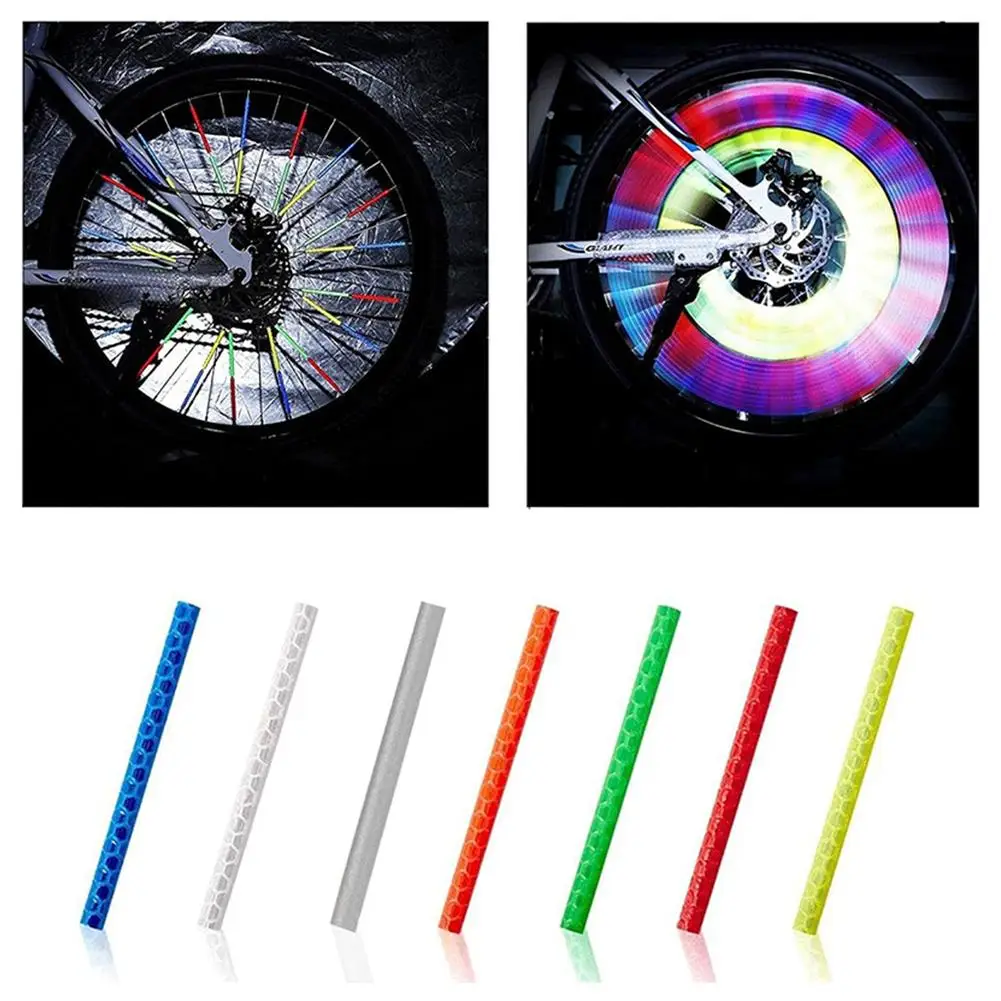 Bicycle Wheel Spokes Reflective Sticker Colorful Tube Reflector Kit Light Diy Cycling Reflective Safety Warning Safety F7a8