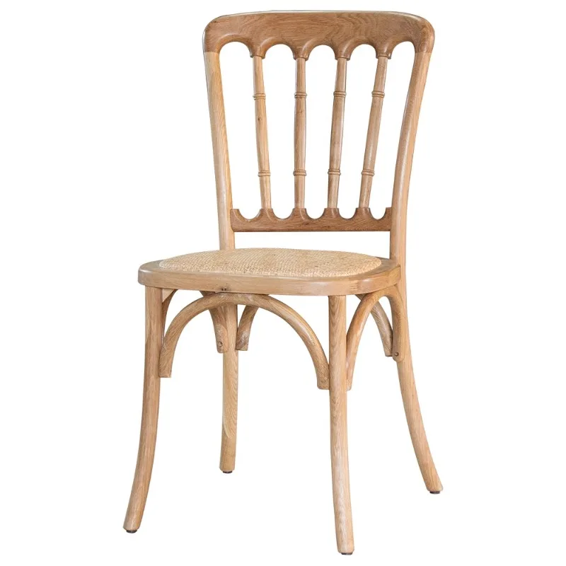 American solid wood dining,household back chair woven rattan bamboo Napoleon chair castle chair retro rattan