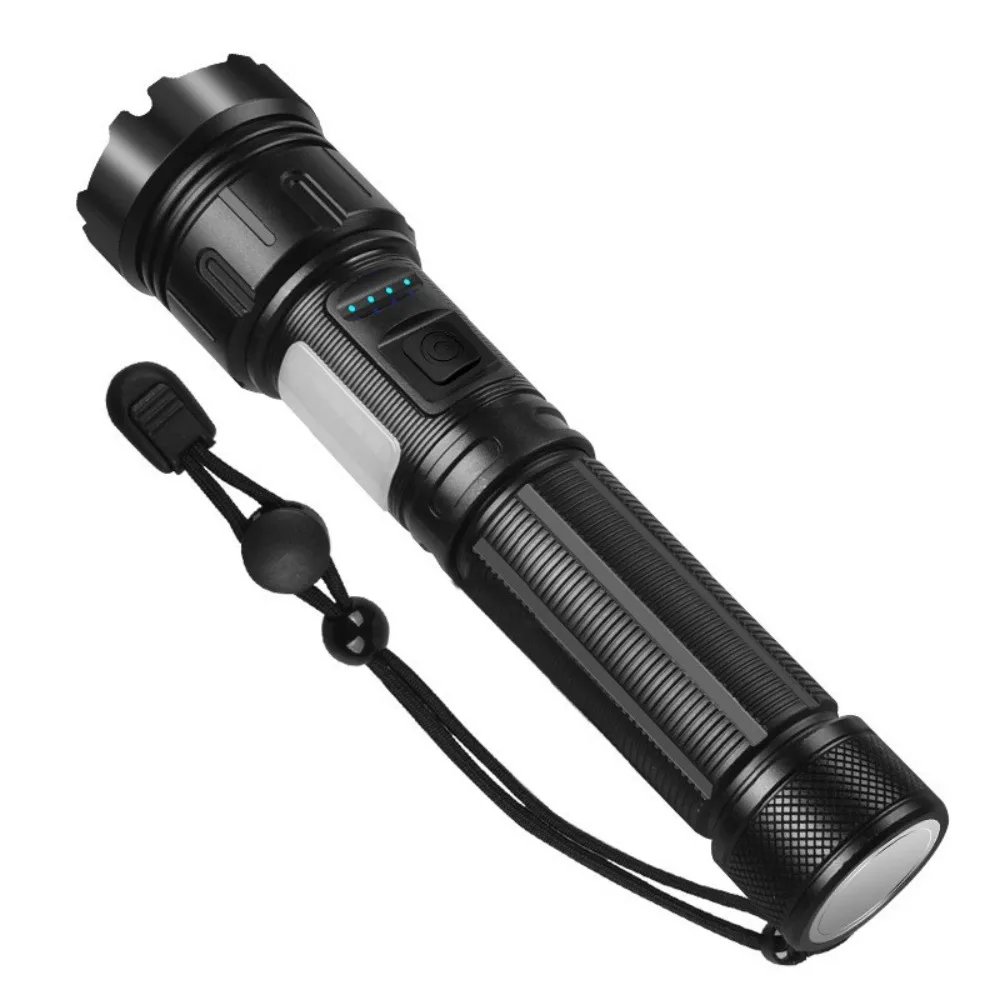 

Portable Rechargeable LED Flashlights USB Type-C Telescopic Zoom Torch Lamp Long Range with COB Work Light Bright LED Flashlight