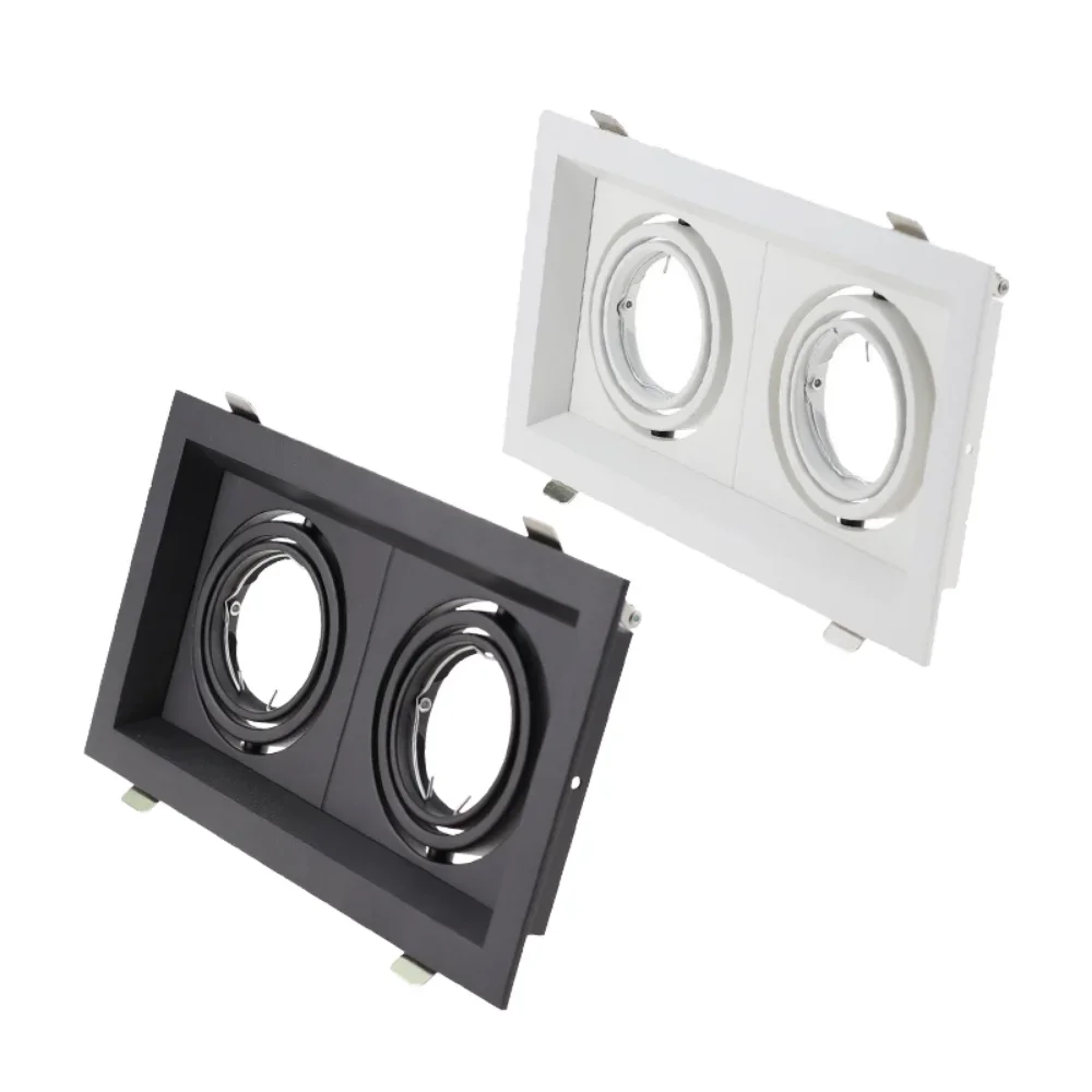 2pcs for GU10 MR16 Bulb Light Fittings Holder Spotlight Embedded Led Ceiling Frame Downlight Fixture Black White Squar