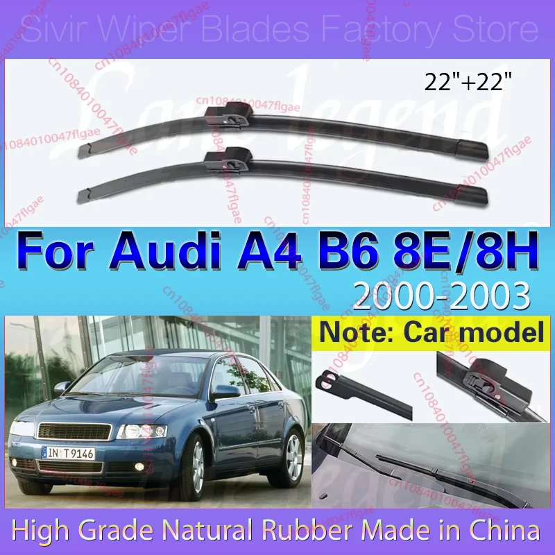 

For Audi A4 B6 8E/8H Oct. 2000-Nov. 2003 Wiper Front Wiper Blades Windshield Windscreen Front Window 2002 22"22" Car Accessories