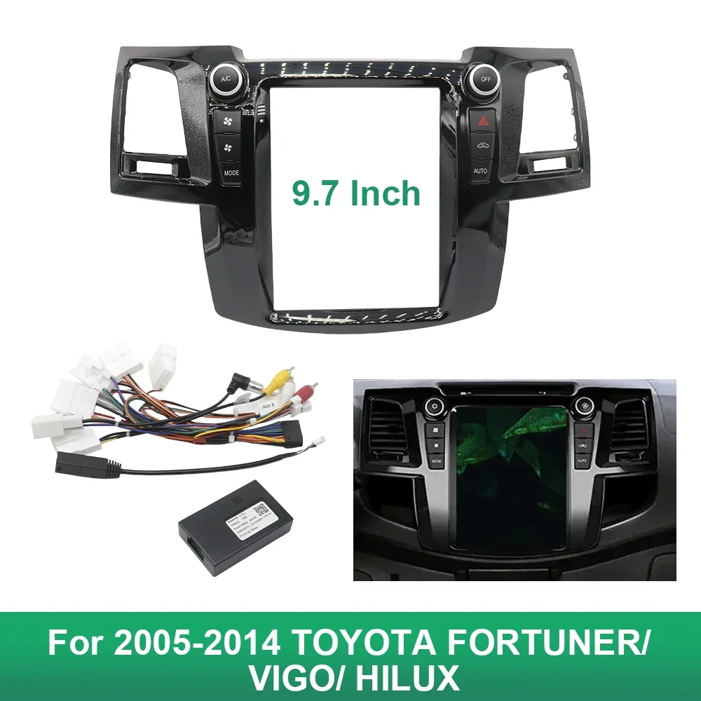 

For 2005-2014 TOYOTA FORTUNER/ VIGO/ HILUX (9.7" VERTICAL SCREEN)Car Radio Fascias Tesla Style Panel Android MP5 Stereo Frame ki