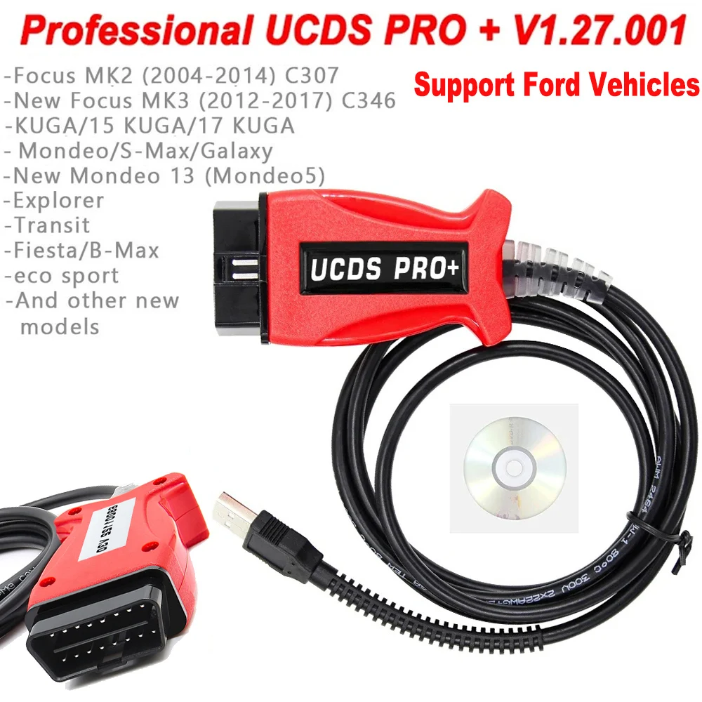 V1.27.001 UCDS Pro + لفورد UCDS Pro وظائف كاملة مع 35 رمزًا تلقائيًا obd2 الماسح الضوئي مهائي كابلات ECU أداة مبرمج