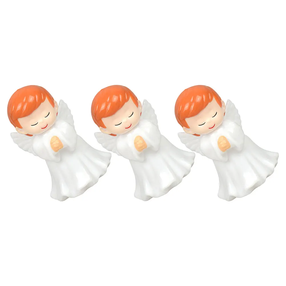 3 pezzi di angelo decorazione da giardino scultura natalizia statua da tavolo guardiano in plastica mini festa di Natale leggero e durevole