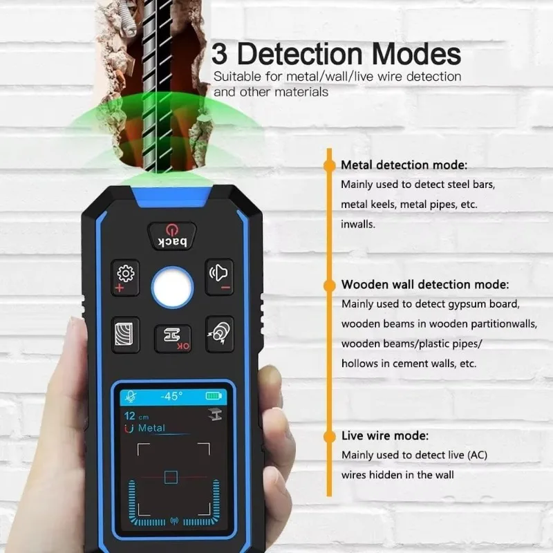 Stud Finder Wall Scanner NF-518 Metal Detector Backlit Stud Finder Cable Wires Depth Undeground Wall Scanner LCD HD Display