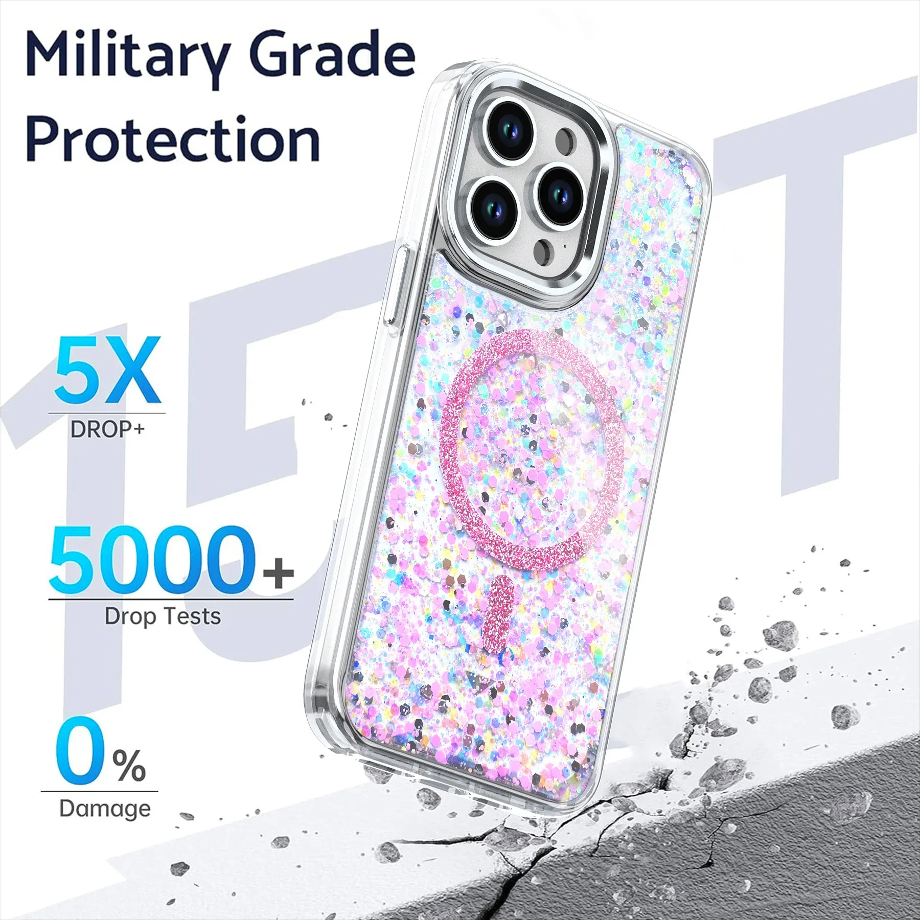 Etui na telefon Magsafe Colorful Clear Glitter do iPhone'a 16 15 14 13 12 Pro Max Plus 11 Silicone Magnetic Wireless Charge Cover