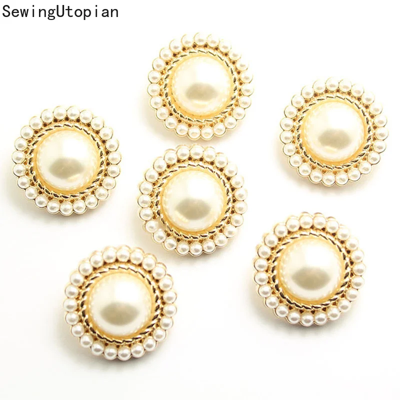 10PCS Metal Pearl Small Fragrance Button Wholesale Suit Windbreaker Tweed Coat Button Hand Sewing Button 18-25mm Shank Buttons