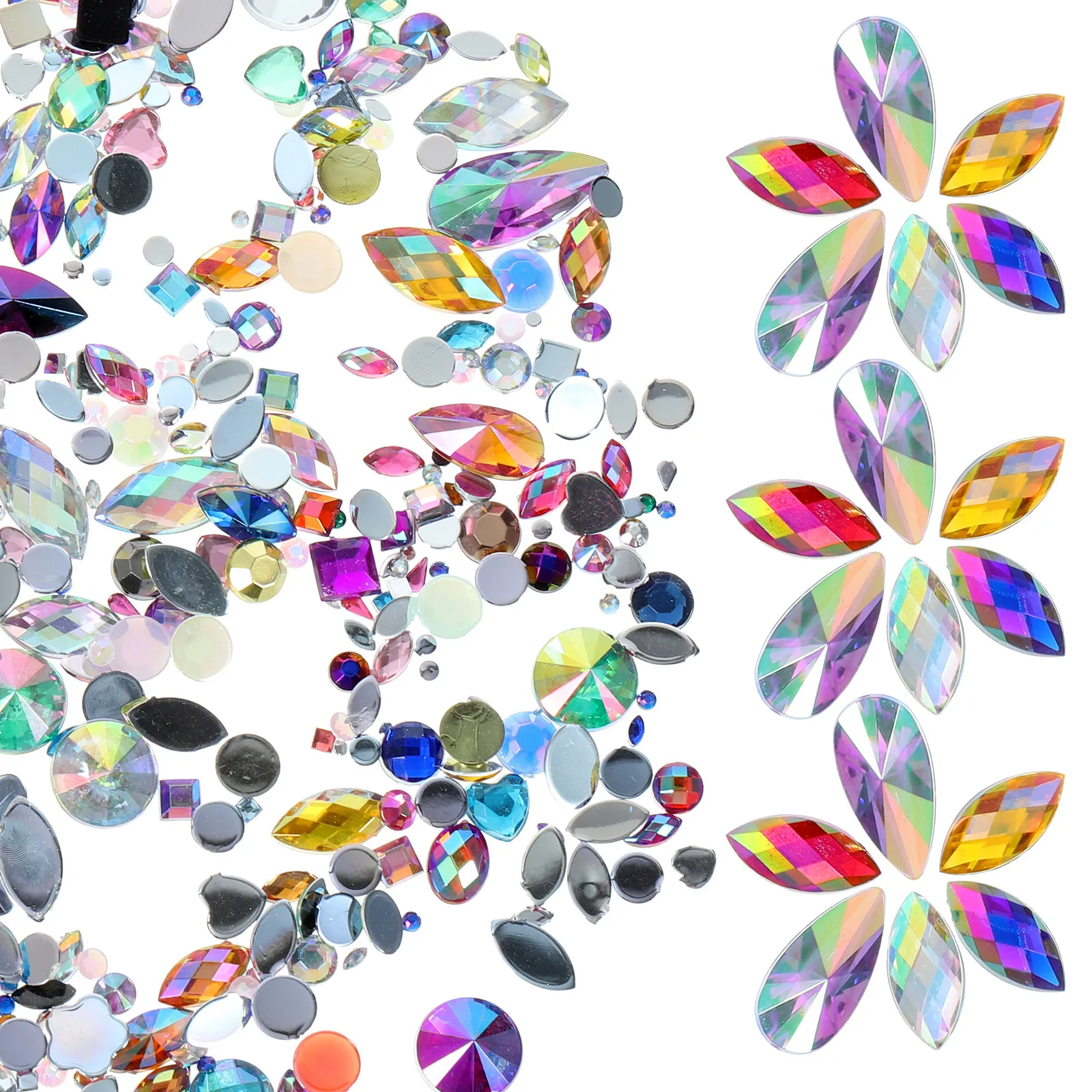 300Pcs Acrylic Flatback Rhinestones Multi-Color Flat DIY Rhinestone Manicure Ornaments Nail Art Charms Smartphone Case