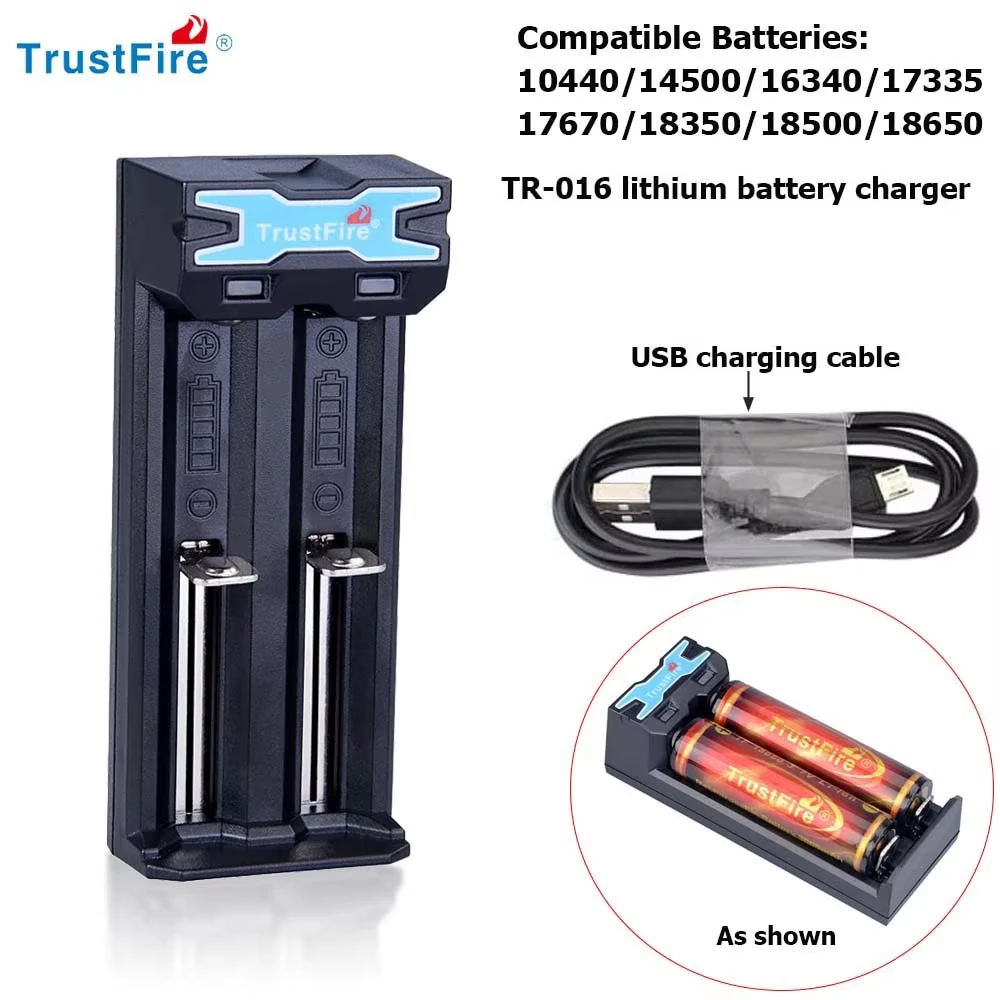 TrustFire TR-016 Caricabatteria USB multifunzionale agli ioni di litio per 10440 14500 17335 18650 16340 Batteria ricaricabile agli ioni di litio da 3,7 V