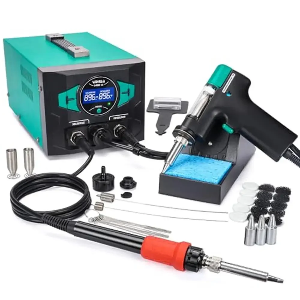 110W EVO Soldering Iron Desoldering Station Kit with Upgraded Tool Vacuum Pump LCD Display 3 Desoldering Nozzles Included