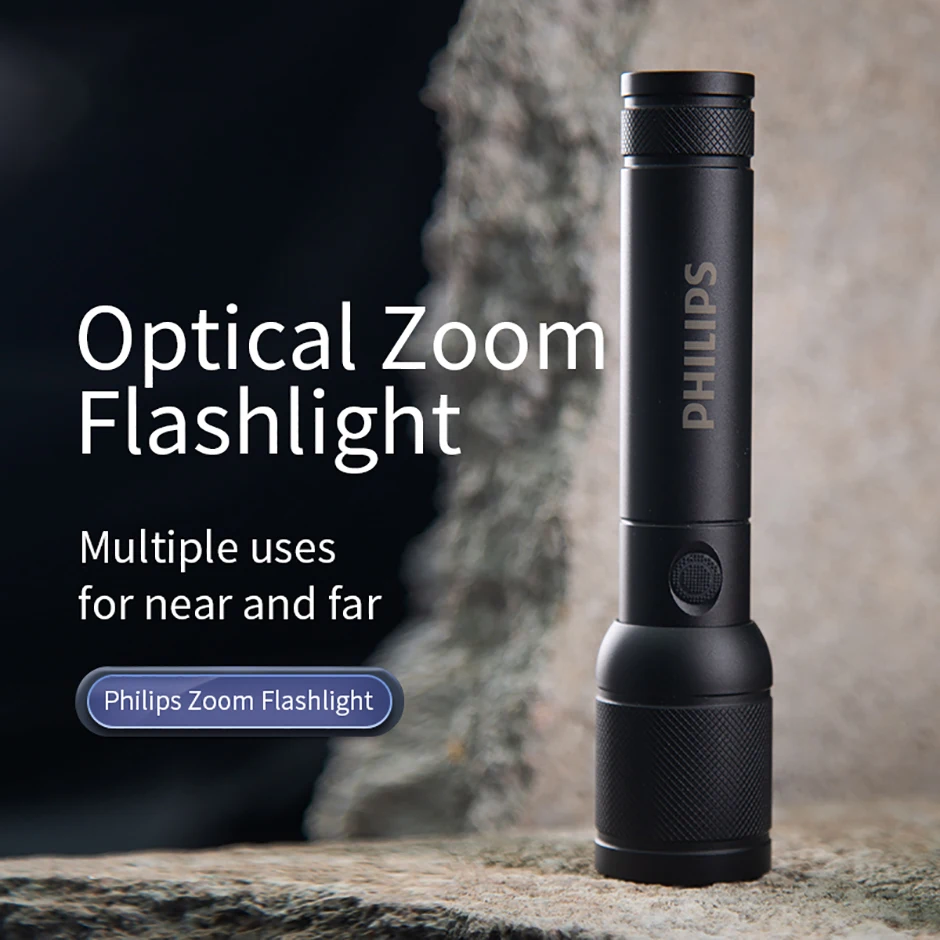 Philips 2pcs Strong Light Flashlight USB Rechargeable flashlight Lamp Portable Ultra Bright Long-range Outdoor Led flashlights