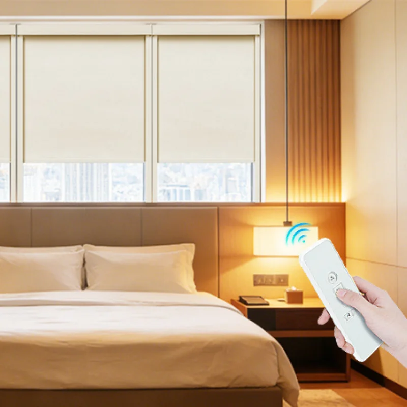 Motorized roller blinds with side tracks. Remote & app control. Total blackout seal. Thermal insulation. Smart home ready.Custom