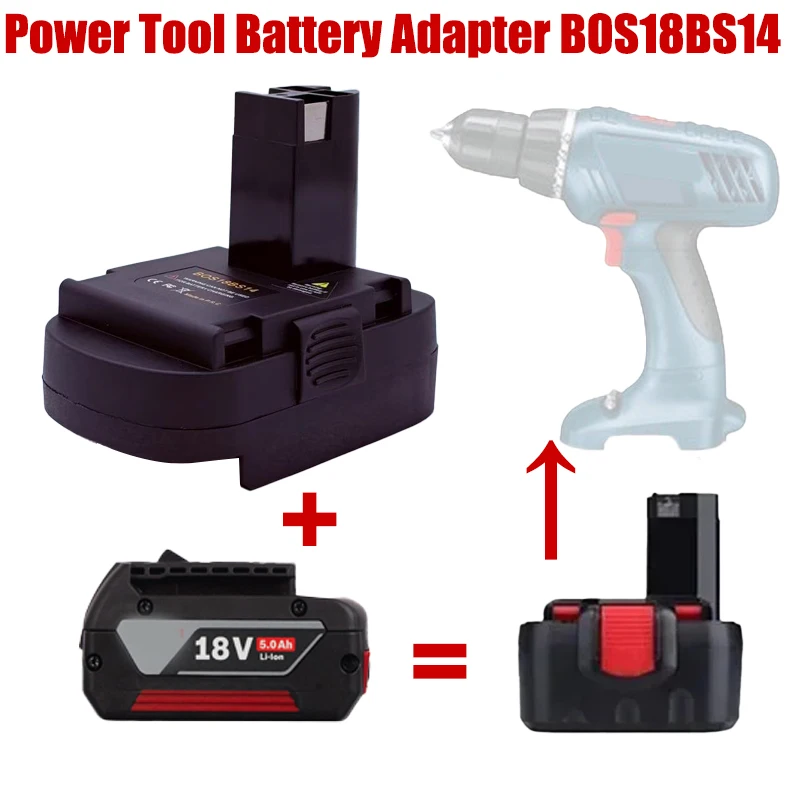 

Адаптер BOS18BS14 для инструментов Bosch 14.4V, для подключения литиевых аккумуляторов Bosch 18V к беспроводным электроинструментам Bosch 14.4V