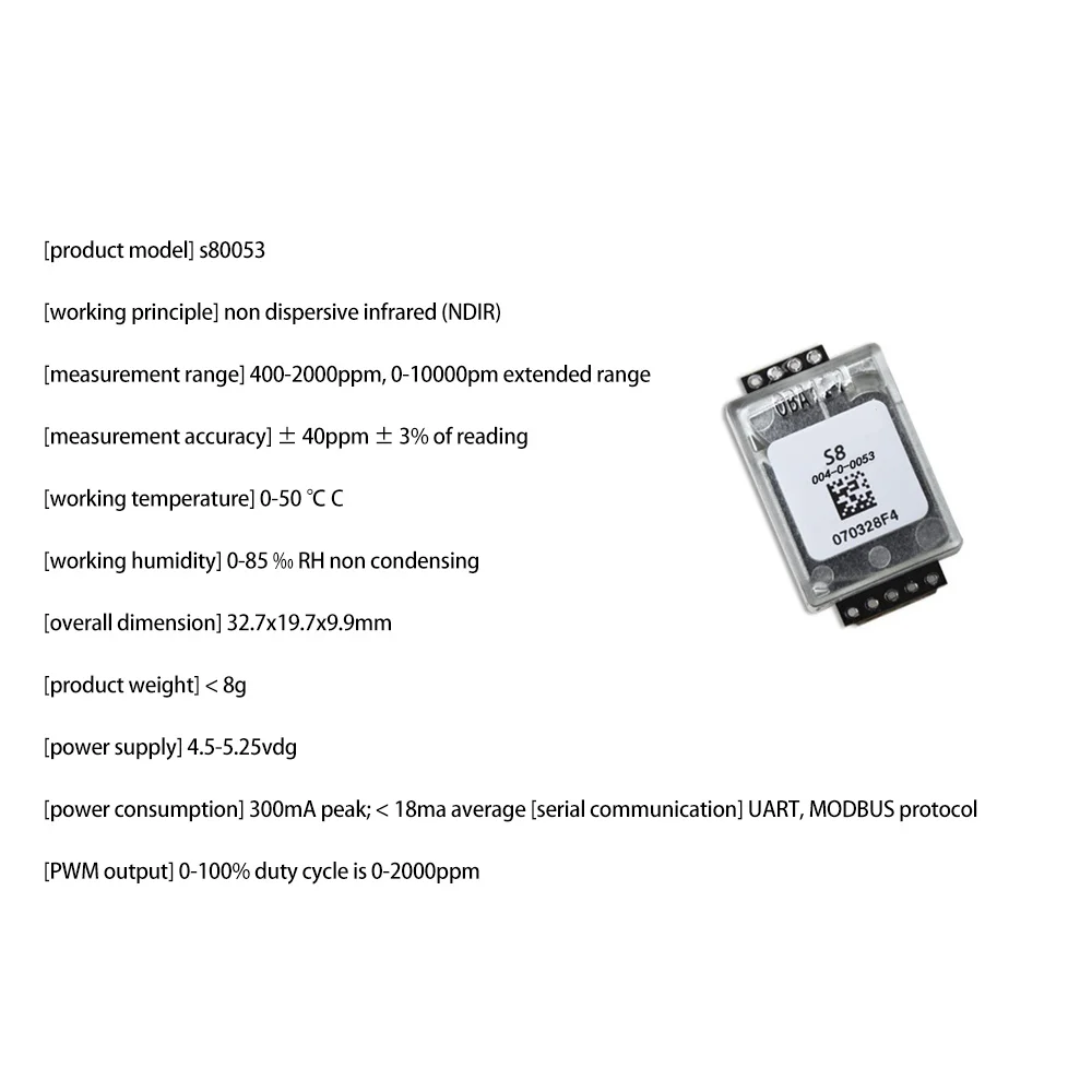A69Z For Senseair S8 004-0-0053 S8-0053 Infrared CO2 Carbon Dioxide Sensor S8 0053