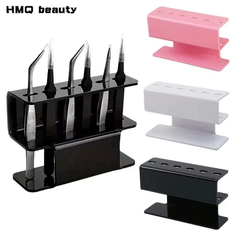 Acrylic Eyelash Tweezers Storage Holder 6 Holes Convenient Tweezer Organizer Holder Stand Eyelash Extension Supplies Makeup Tool