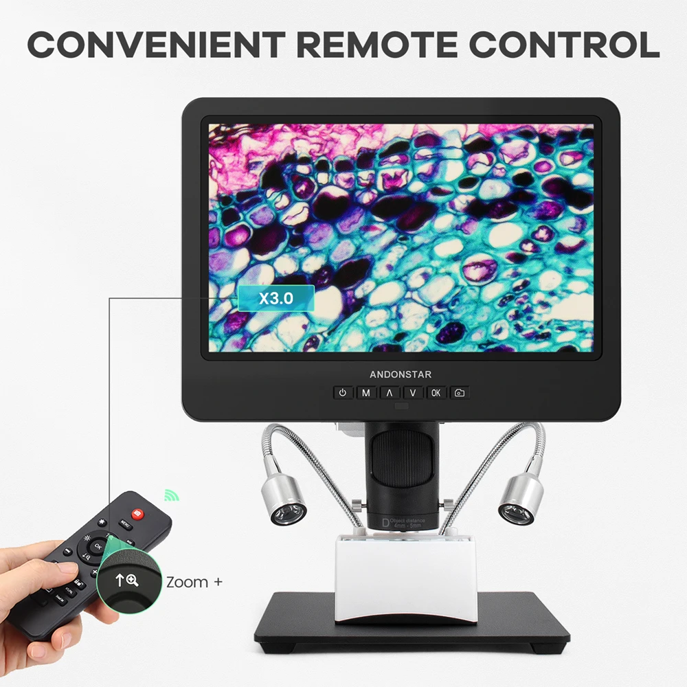 Andonstar AD249SM 2000X UHD 2160P HDMI Digital Microscope Trinocular Support PC Connection for PCB Solder Check for Phone Repair