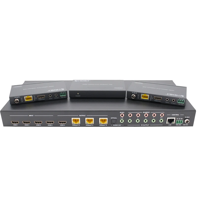 Control IP 4K UHD HDR10 POC RS232, 4x4 HDBaseT, HDMI 2,0, matriz, extensor de conmutador a 70m para sistema de cine en casa
