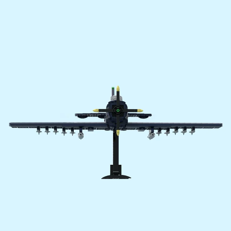 Pesawat Tempur Batu Bata Moc Angkatan Laut AS AD-2 Teknologi Skyraider Blok Bangunan Modular Model Hadiah Mainan Natal DIY Set Perakitan!