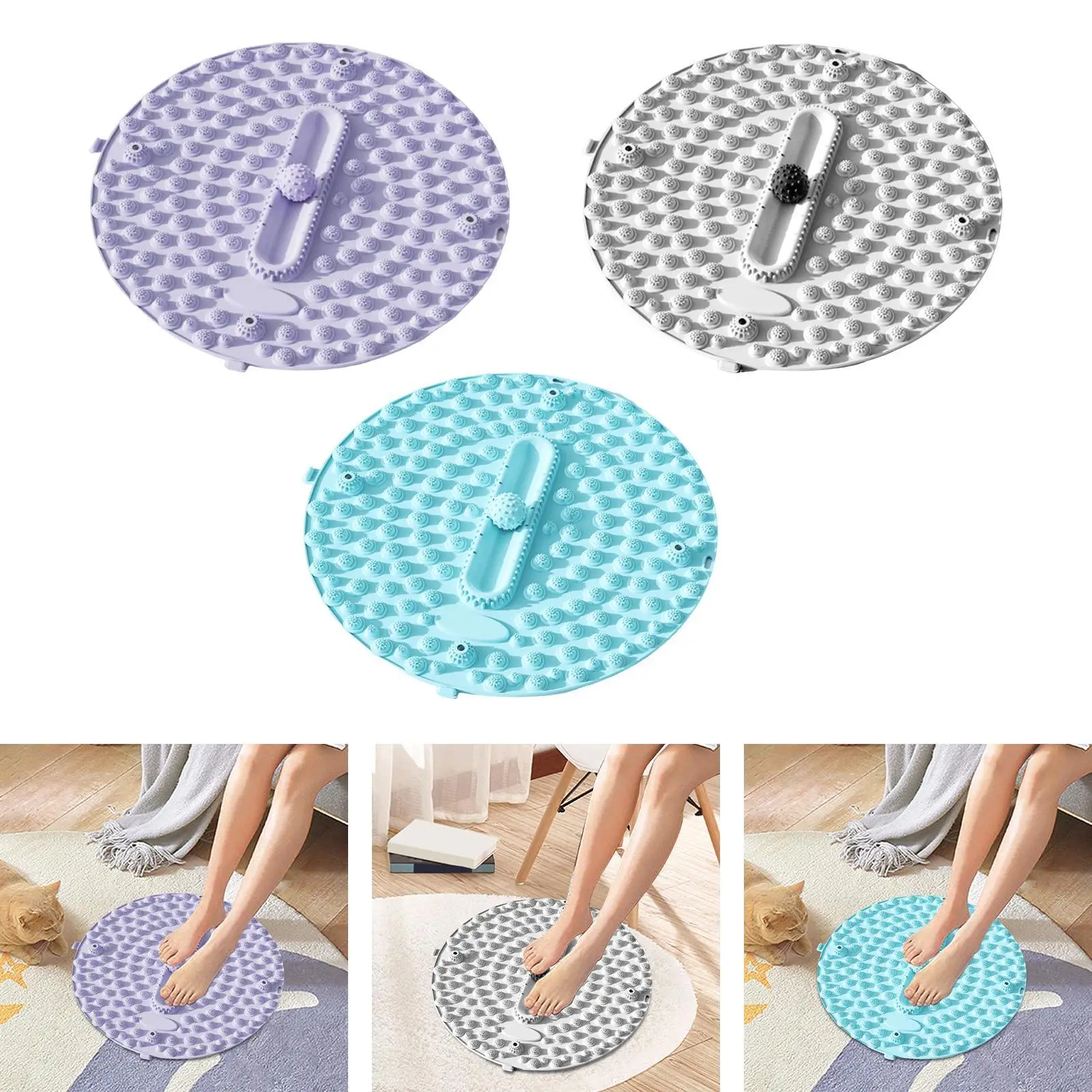 Compact Foot Massager Mat Acupoint Massage Pad Ergonomic Design 55cm Diameter Home Office Standing Floor Mat for Circulation