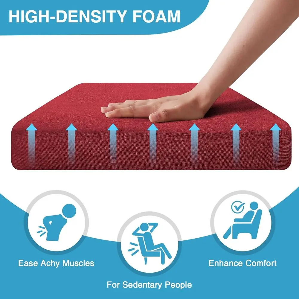 Набор из 6 нескользящих красных подушек для обеденных стульев, 17x16x2 дюймов, с завязками для кухонных стульев, D-образные подушечки для сидений