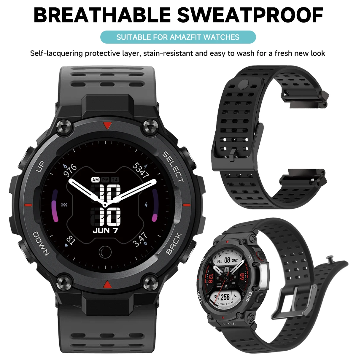 حزام سيليكون لساعة Amazfit T-rex 2 3 ساعة بديلة فائقة الرياضة حلقة ساعة اليد سوار كوريا لفرقة Amazfit Trex Pro #6