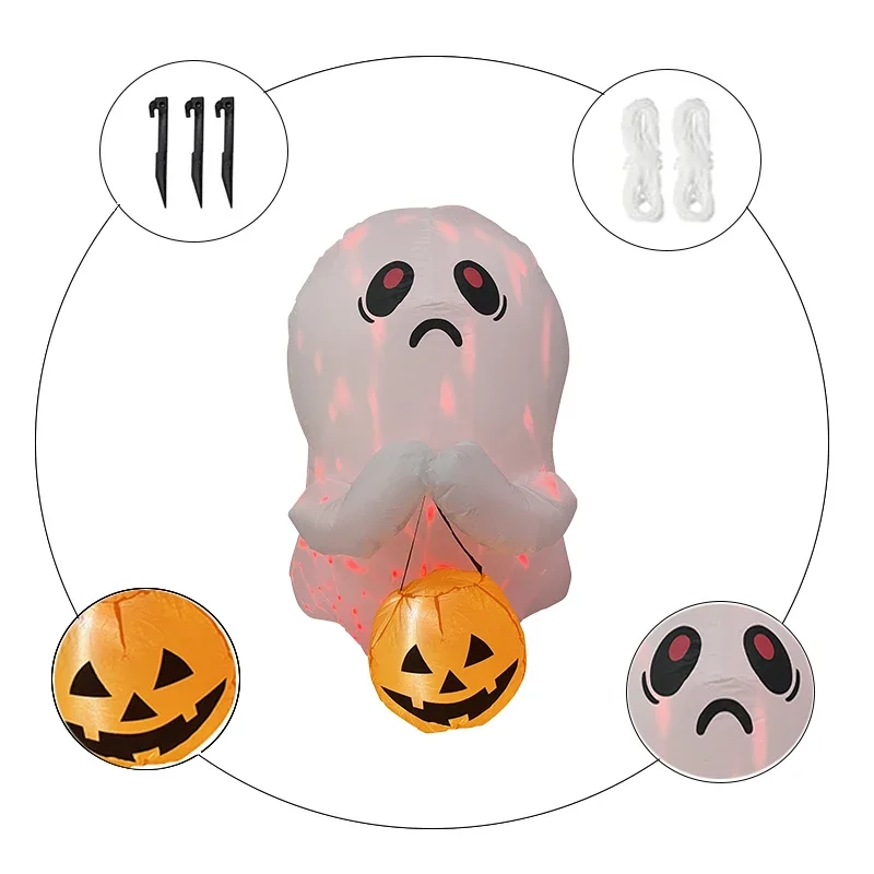 1.2 متر/4FT لعبة قابلة للنفخ فقير هالوين شبح أضواء ملونة تضيء زينة عيد الميلاد نفخ ModelParty #5