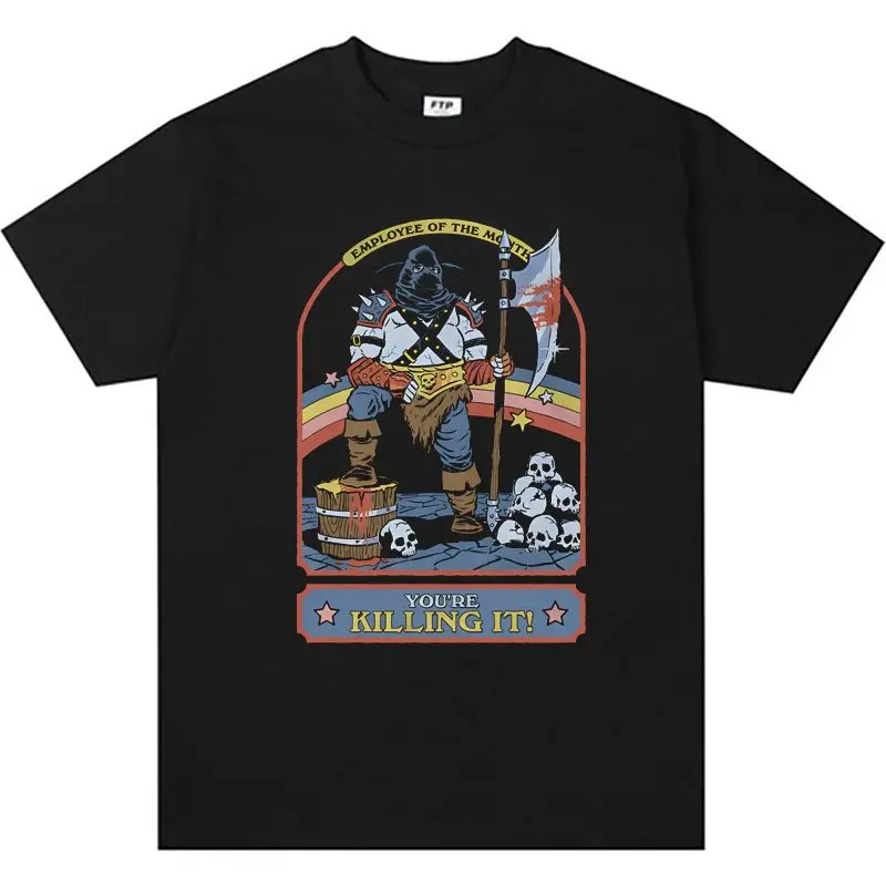 Повседневная футболка с забавной иллюстрацией в американском стиле, винтажная мужская и женская свободная хлопковая футболка с короткими рукавами и принтом