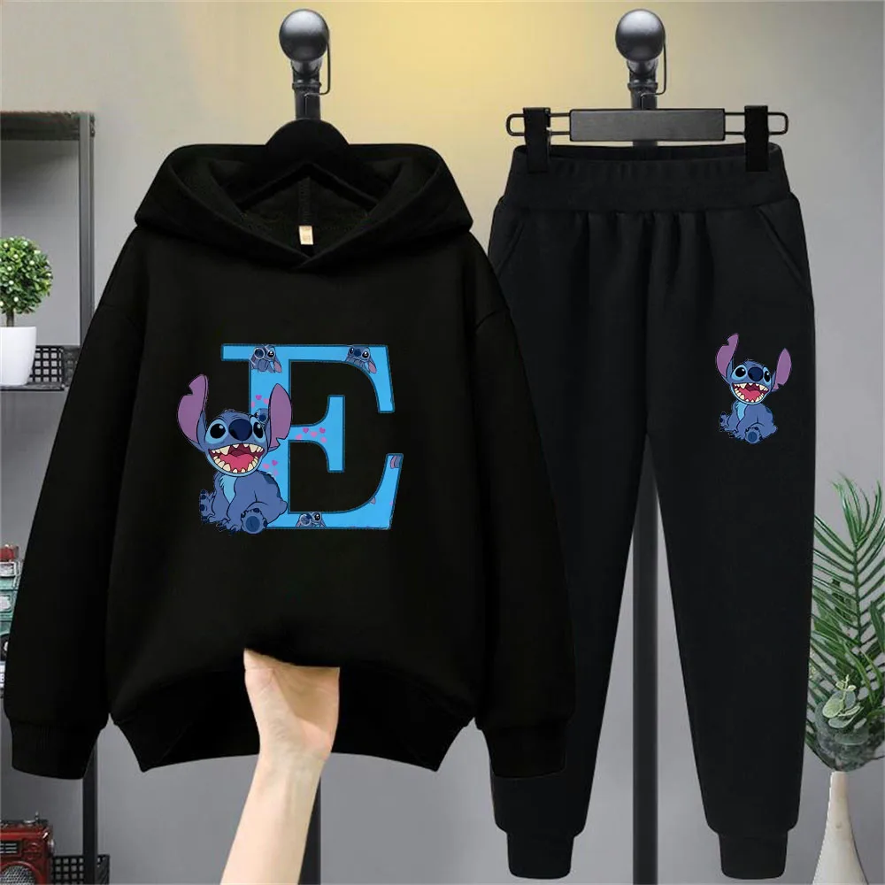 Lilo And Stitch Hoodie Set Birthday Lucky Letters Children\'s Clothing Girls And Boys Harajuku Pattern Hoodie Baby Casual