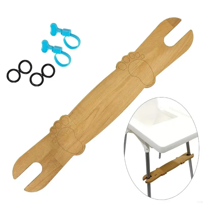 N1HB Baby High Chair Footrest Wooden High Chair Footrest Adjustable Highchairs Pedal with Rubber Rings Round Corners