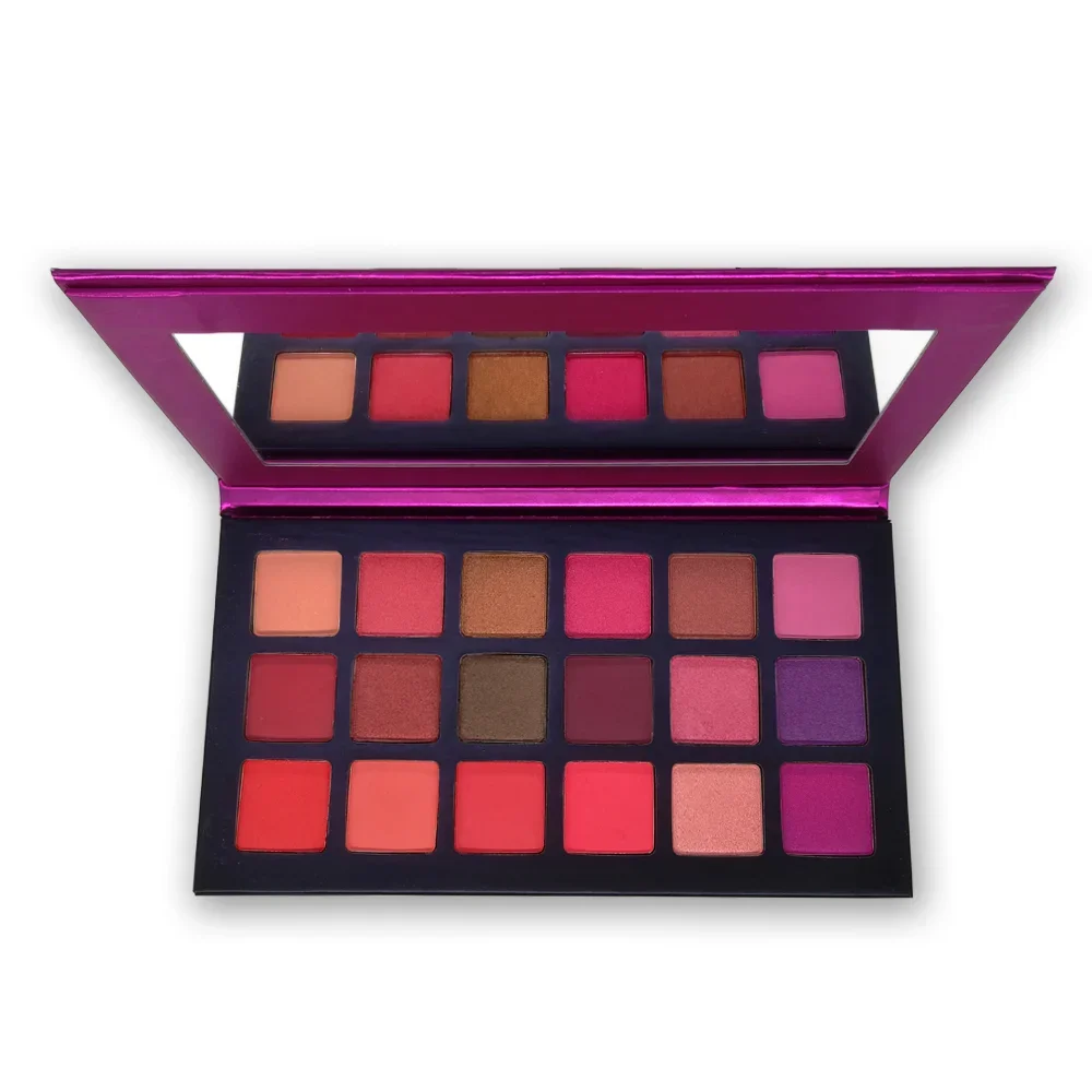 Cień do oczu marki własnej niestandardowa luzem 18-kolorowa fioletowa paleta papierowa połyskująca matowy kolor wodoodporna makijaż oczu pigmentowa