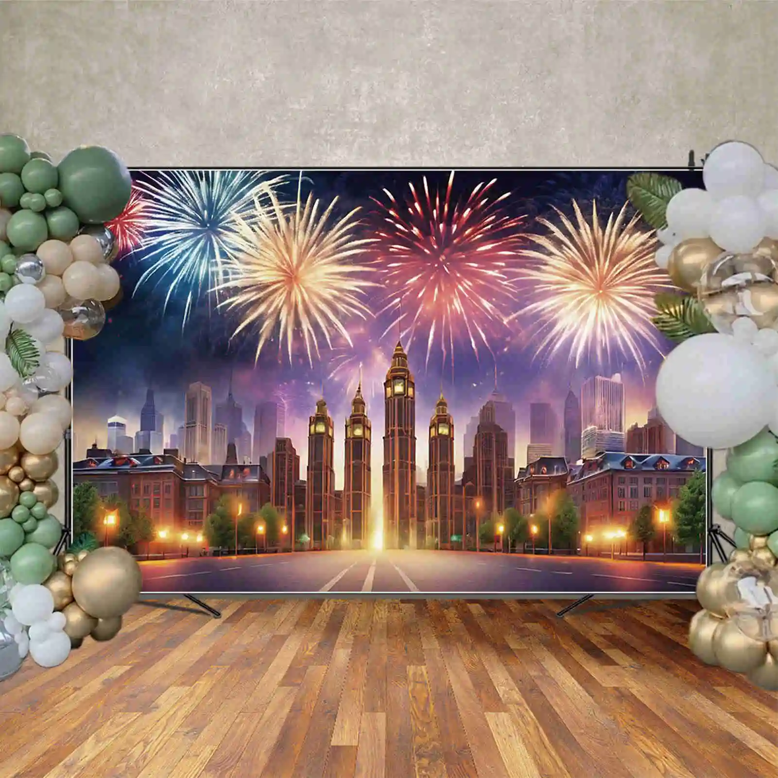 MOON.QG 2025 New Year Background Photography Decoration Party Banner Fireworks Photocall Backdrop Child Studio Photozone Props