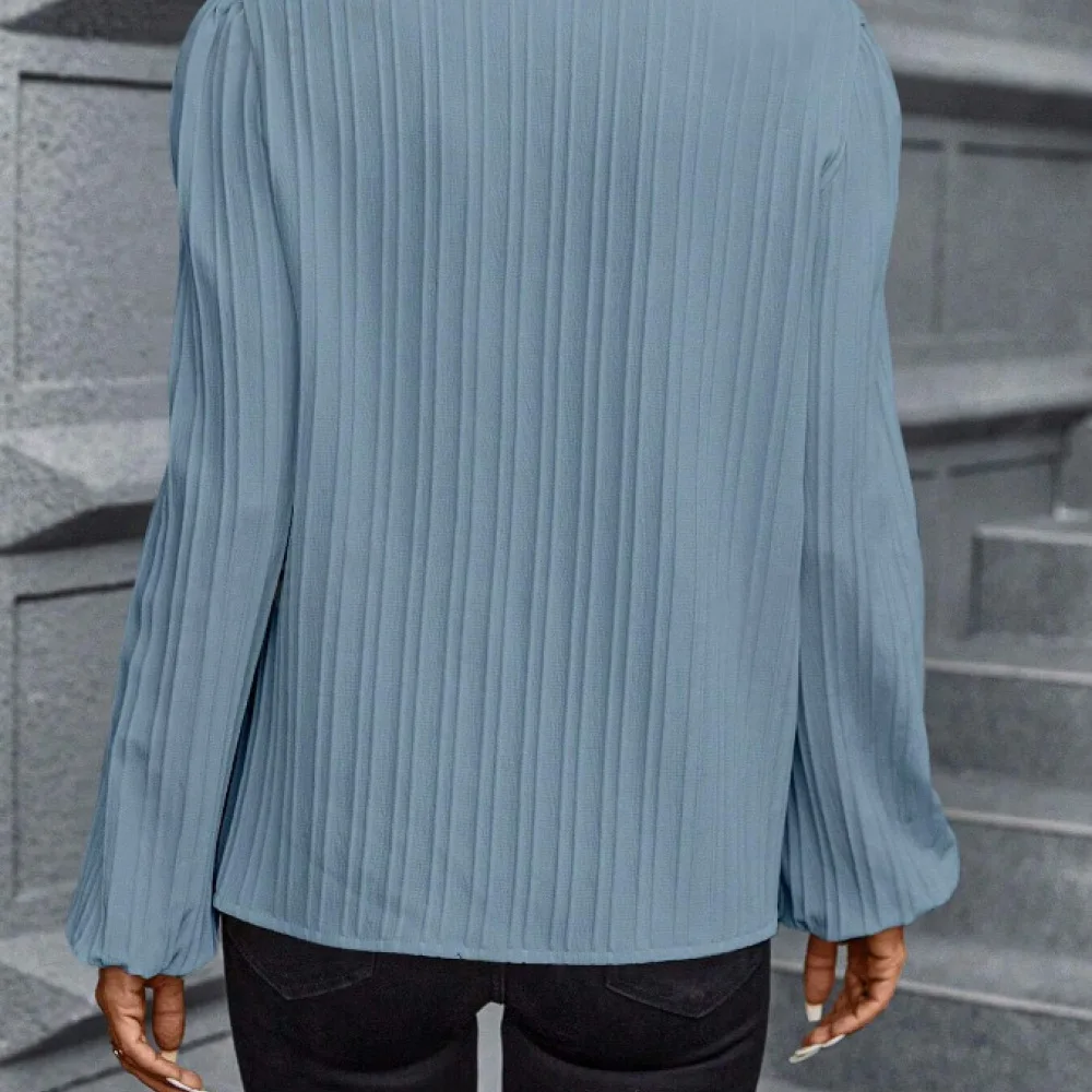 Autumn Women V Neck Blouse Fashion Contrast Color Puff Sleeve Shirt Elegant Female Streetwear Pullover Regular Fit Tops Daily