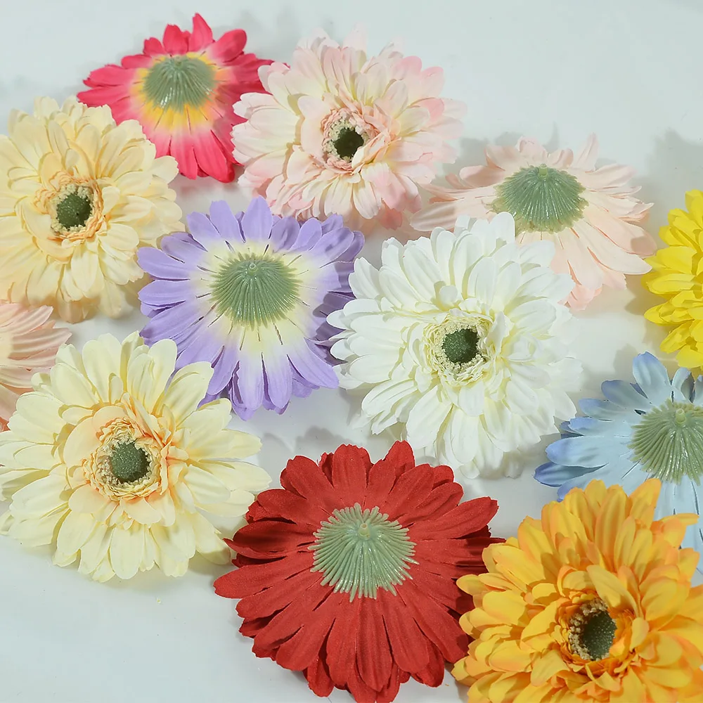 5Pcs Artificial Silk Big Gerbera Flower Heads Ghrysanthemum Daisy DIYHair Handmade Wedding Home Garden Bouquet Decoratiive