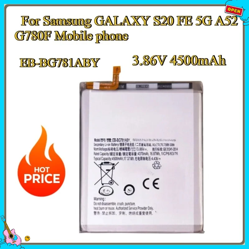 

New EB-BG781ABY 4500mAh Replacement battery For Samsung GALAXY S20 FE 5G A52 G780F Mobile phone
