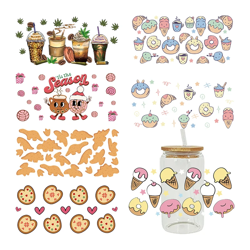 3D UV DTF Transfers Stickers 16oz Cup Wraps Food Ice Cream Printed For DIY Glass Ceramic Metal Leather Etc. D10638