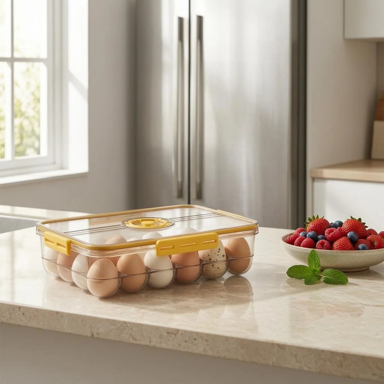 Egg Storage Box Locking Clasps Egg Organizer Box Plastic Easy to Clean for Freezer