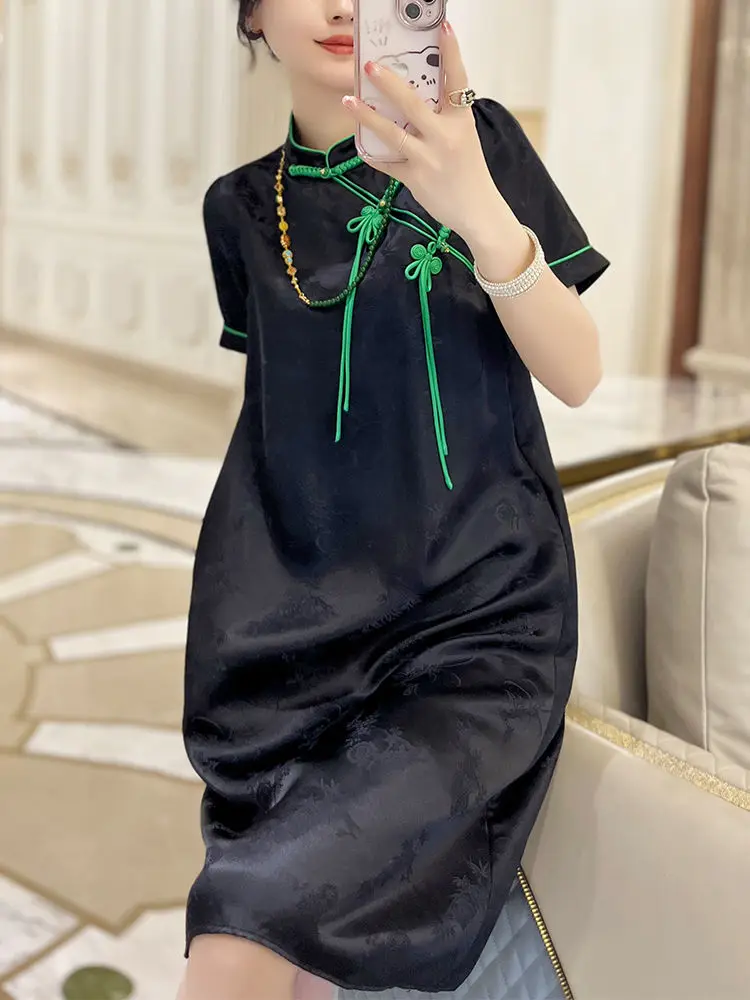 

2025 new chinese style traditional cheongsam dress women sexy improved casual daily qipao dress lady satin style qipao dress