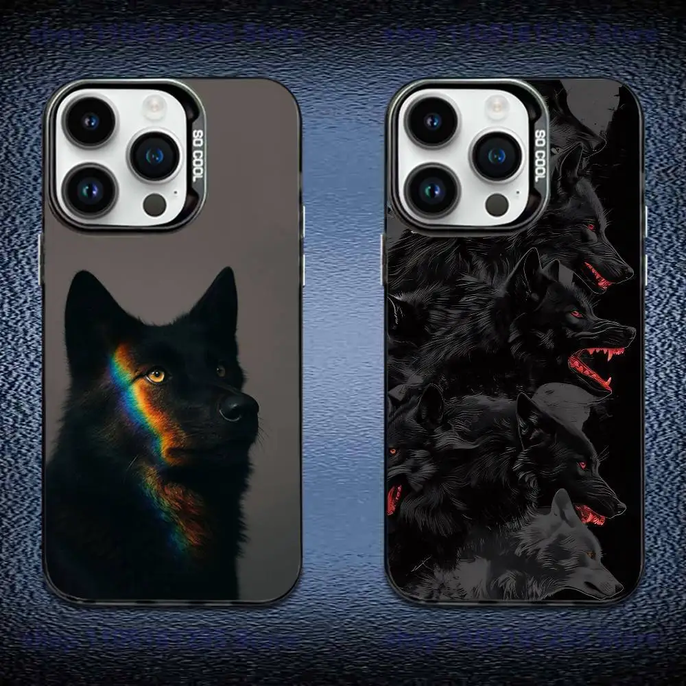 

Mystic Black Wolf in Rainbow Light Phone Case For iPhone 17,16,15,14,13,12,11X,Mini,Pro,E,MAX Black Candy Matte Shockproof Cover