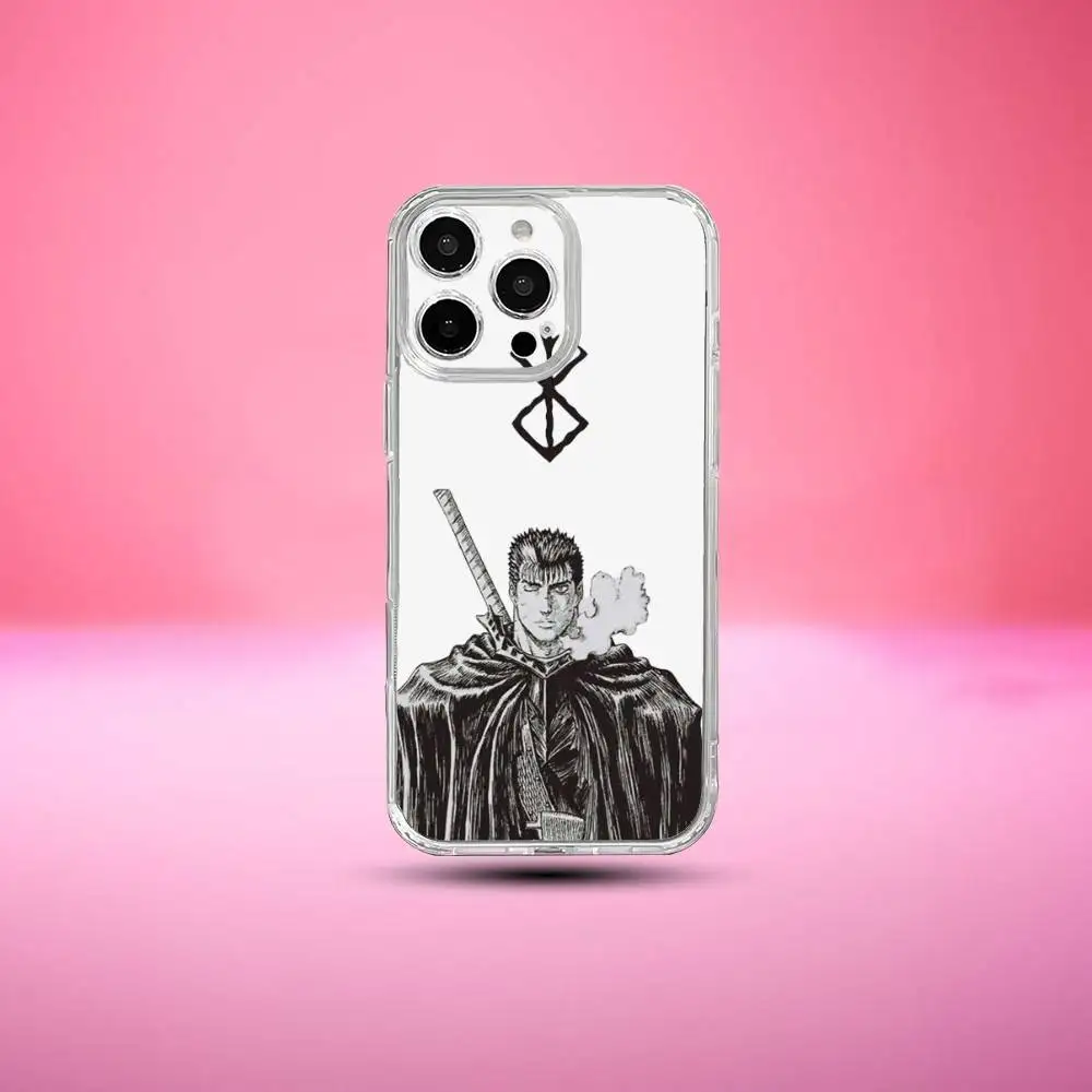 JAPAN ANIME B-Berserk G-Guts  Phone Case For iPhone17,16,15,14,13,12,11 Plus,Pro Max,Soft Silicone Transparent Cover