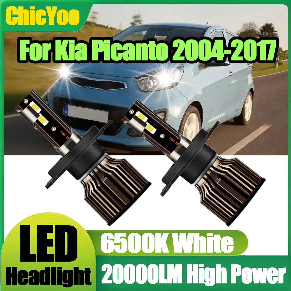 

2 шт. Plug and Play 20000LM 6500K белые светодиодные фары H4 фары автомобильные фары 3570 чипы csp 12 В для Kia Picanto 2004-2017